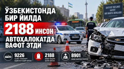 Ўзбекистонда бир йилда  2188 инсон  автоҳалокатда вафот этди